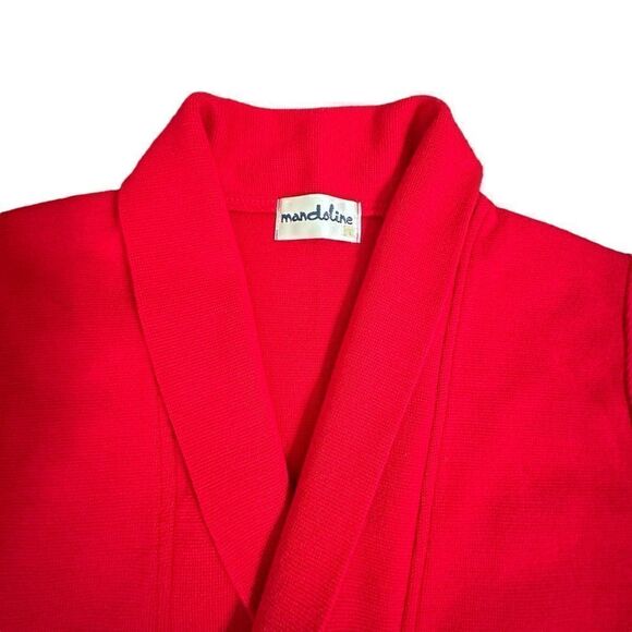 Vintage 70s Lanerossi Red Edge to edge knitted long line jacket cardigan Large - Picture 5 of 12